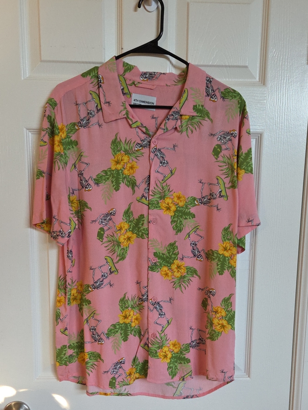 Men's Casual Pink Floral Button-Down Shirt